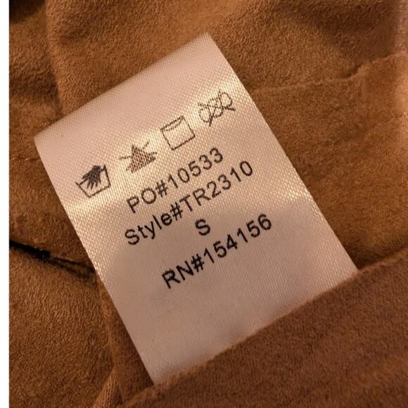 MOD REF Faux Suede Jacket Size Small Drape Moto Jacket Asymmetric Cropped - Picture 6 of 6